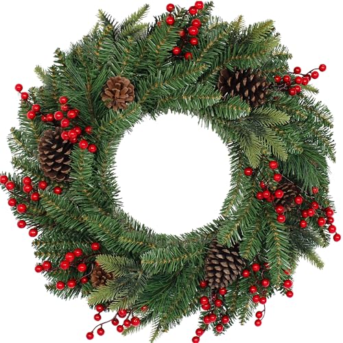 WILLITAT Large Outdoor Christmas Wreath, 24 Inch Christmas Wreaths for