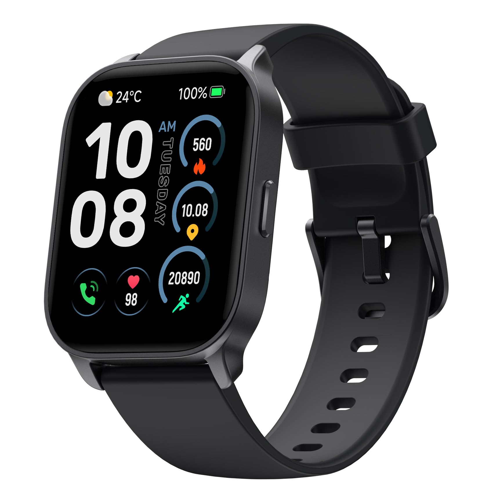 TOOBUR Reloj Inteligente Mujer Hombre, Smartwatch Alexa Incorporada IP68 Sumergible con Llamada/Seguimiento del Frecuencia Cardíaca/Sueño/100 Deportes Compatible Android iOS, Negro Medianoche