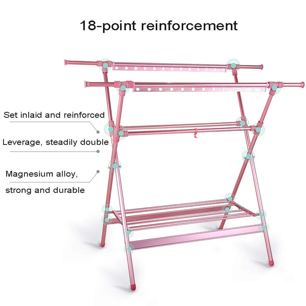 Airer Klappbarer Wäscheständer, Multifunktions-Wäscheständer, Wäscheleine, Handtuchtrockner, stehend, mit 26 Löchern, Schuhregal, Länge verstellbar, platzsparend (Farbe: A) Star of Light