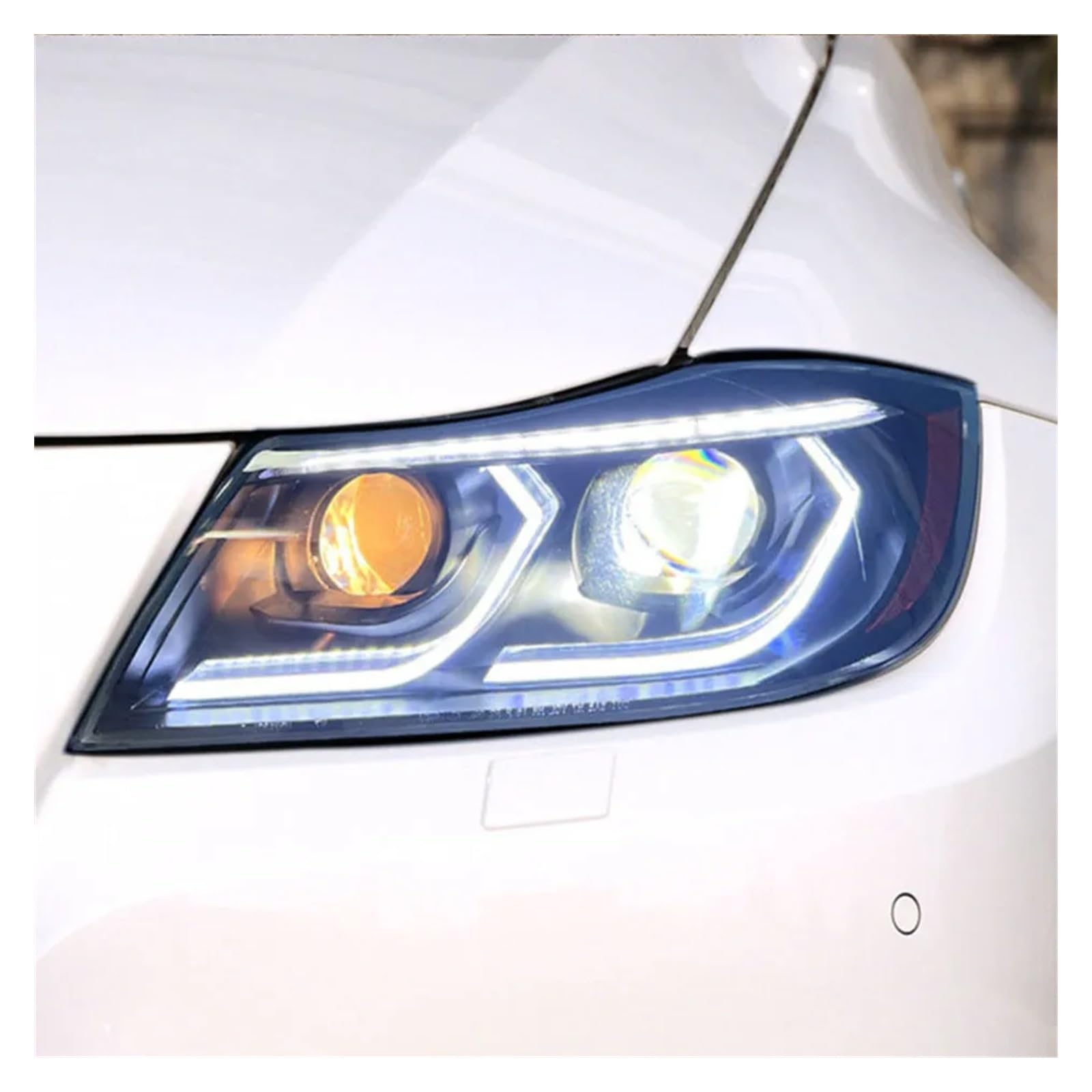 Fari Anteriori per BMW Serie 3 E90 2005-2012 318i 320i 325i, aggiornamento luci diurne (DRL), Accessori per Gruppo Ottico (05-08/2p, Senza lampadine).
