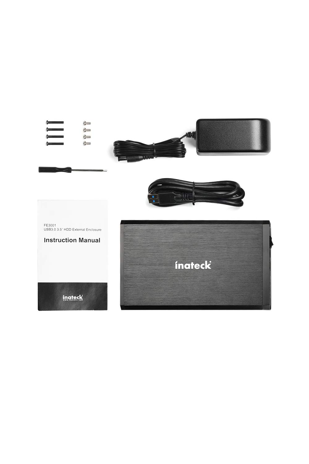 Inateck case hdd 3.5 sata usb 3.0, Box Custodia Esterna in Alluminio per Disco Rigido Esterno/SSD da 3,5/2,5" SATA, con USB 3.0, 20 TB,FE3001
