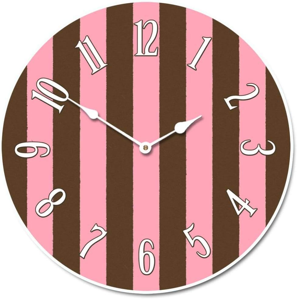 Pink & Brown Wall Clock | Ultra Quiet Quartz Mechanism | Hand Made in USA Beautiful Crisp Lasting Color | Comes in 8 Sizes | 15-Inch