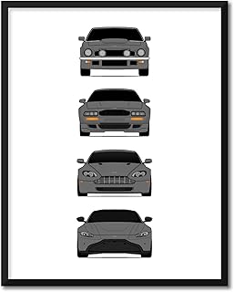 CUSTOMIZABLE COLOR: Aston Martin Vantage Generations Inspired Poster Print Wall Art Handmade Decor of the History and Evolution of the Vantage V8 (Unframed)
