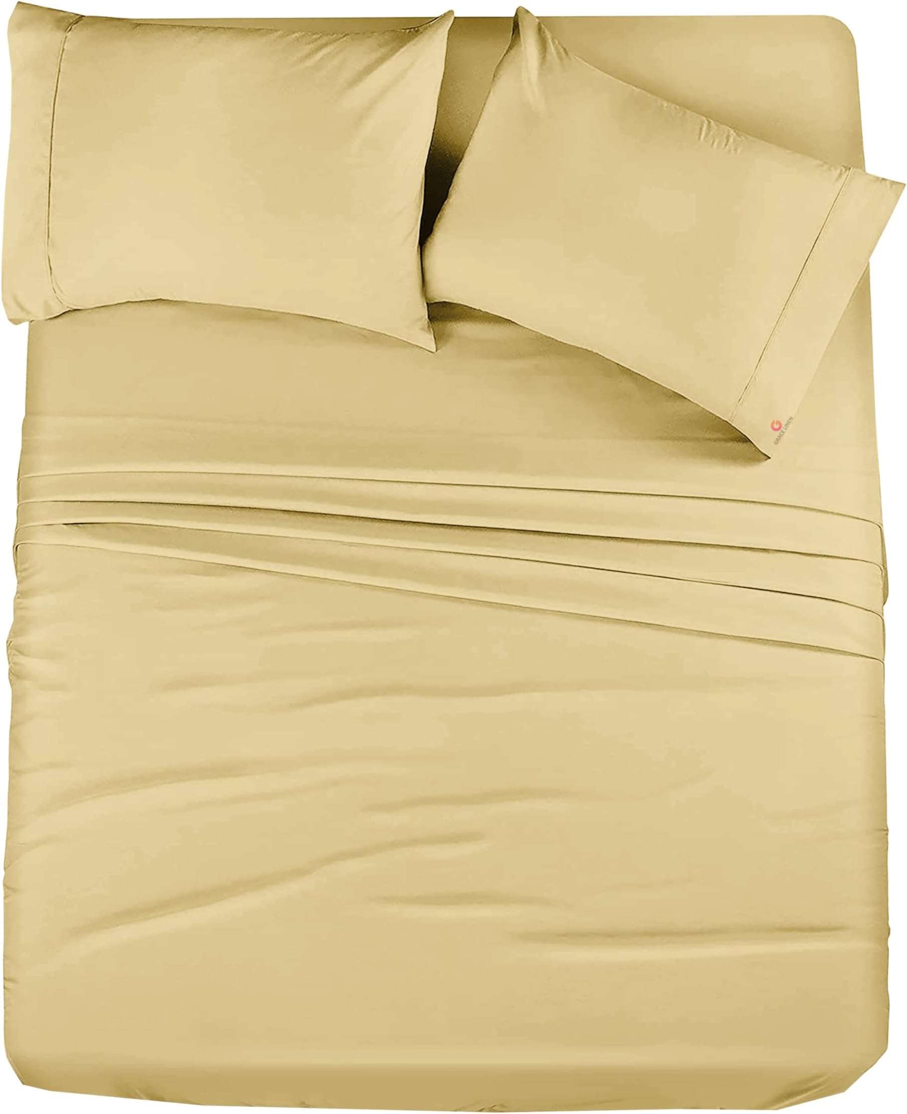 Bed Sheet for Double Bed Size, 400 TC Cotton Polyester Fabric Light Weight Soft & Easy Care, 3PCS Double Size Bedsheet 1 Flat Sheet (90 X 100) with 2 Pillow Cover (17 X 27) - Taupe