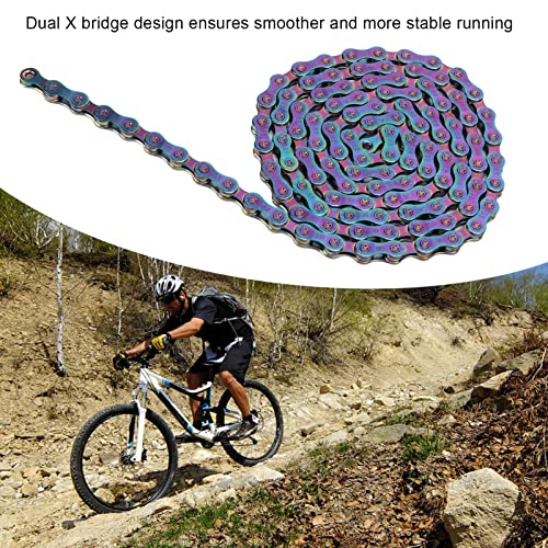 9 Speed Bicycle Chain with Hook and Loop Colorful Electroplating Mountain Bike Chain Double X Bridge Design Carbon Steel MTB Bike Chain for Road Mountain Bike - Image 3