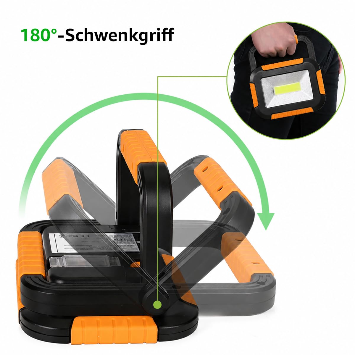 LE Campinglampe Wiederaufladbare Arbeitsleuchte Dimmbar 1000lm, Orange – Ansicht 6