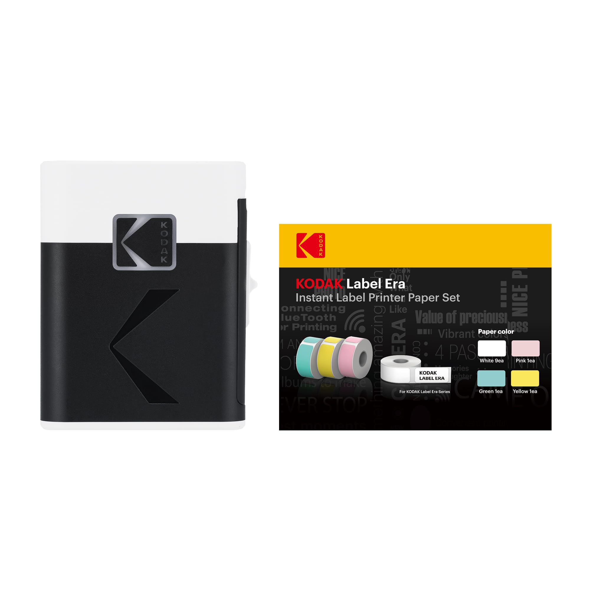 KODAK Label ERA ラベルプリンター 12ロール付き Bluetooth対応 ホワイト | Bluetooth対応、iPhone・Android対応、300dpi、安全設計の内蔵カッター、感熱印刷