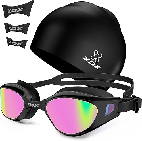 Miniatura 10 de XDX Gafas de natación para niños, paquete de 2 gafas de natación para niños con protección UV, antiniebla sin fugas para niños, niñas, adolescentes