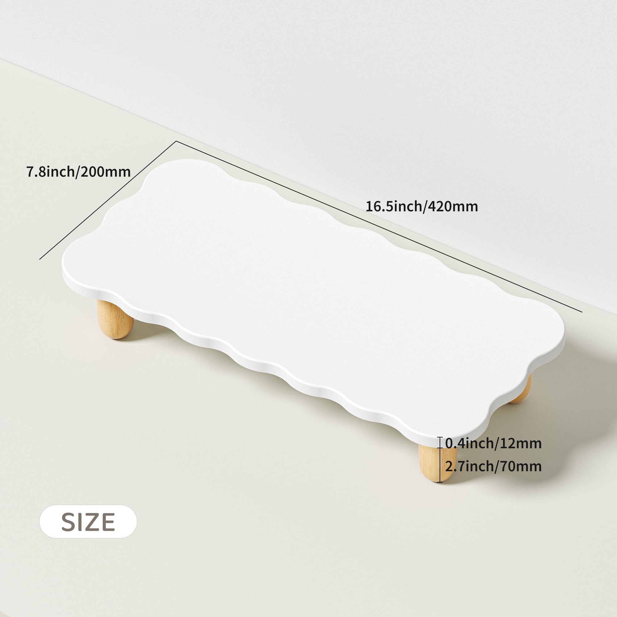 Soporte elevador para monitor, soporte de madera resistente en forma de galleta para escritorio, soporte de escritorio ergonómico, organizador de escritorio multiusos para computadora, laptop 6