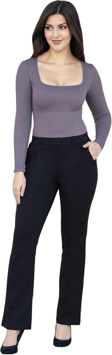 Marycrafts Women's Pull On Stretch Yoga Straight Dress Work Pants 29" /31"/33" - Image 3