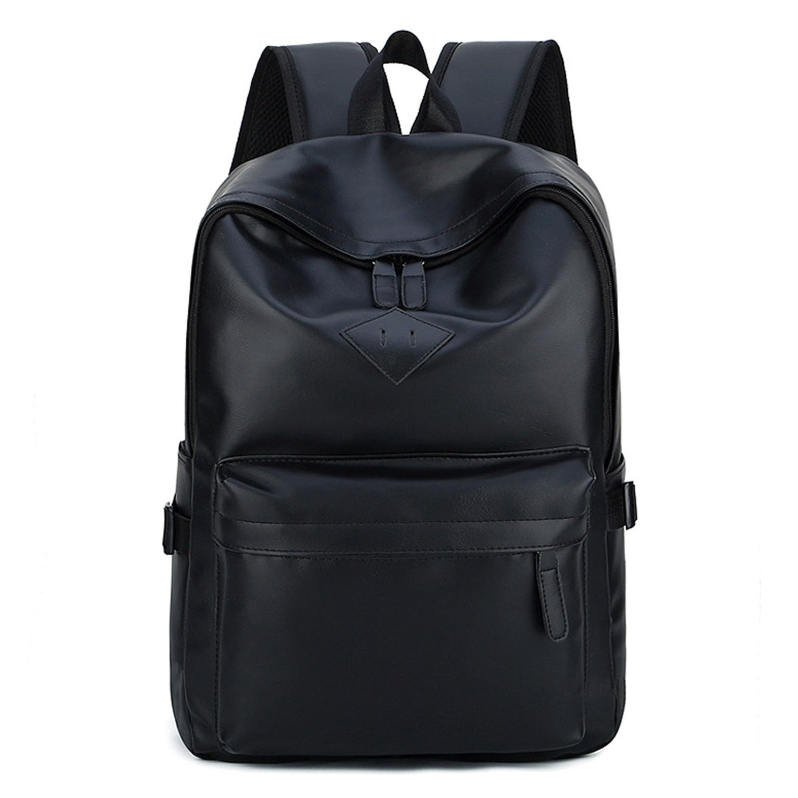 JINGTIANCD Mens Leather Backpack for work, Carry On Casual BackPack Laptop Bag Large Capacity Business Travel Hiking Waterproof Black (Black)