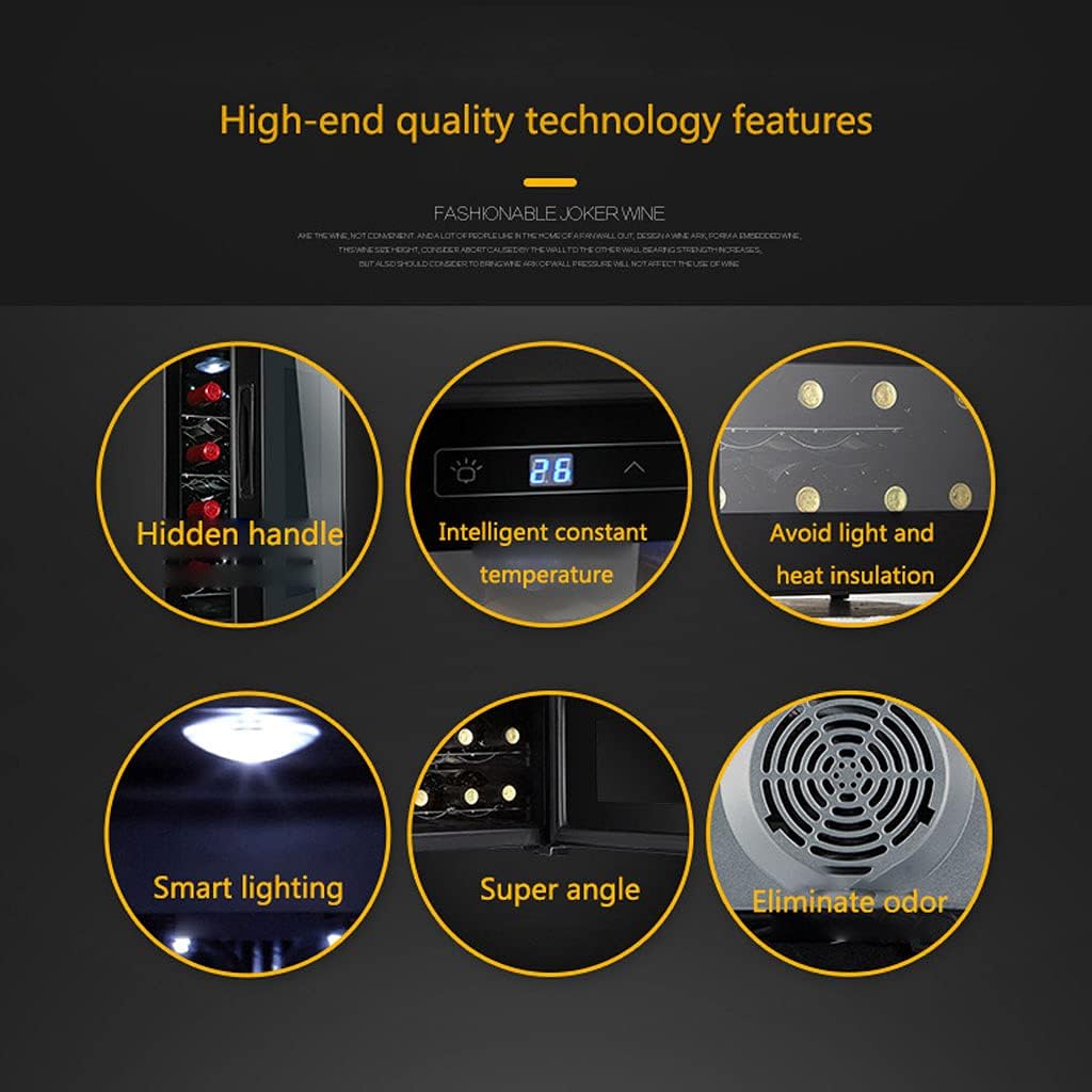 8 Bottles Freestanding Wine Cellars Constant Temperature Wine Cellar/23L Wine Cabinet with Shelves and LED Lighting 11~18°C Multiple Styles (Without Transformer B)