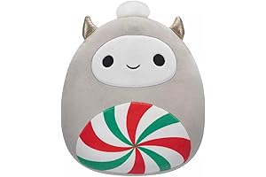 Squishmallows Christmas Holiday Nissa 8" Gray Yeti with Pink Peppermint Swirl Belly Plush