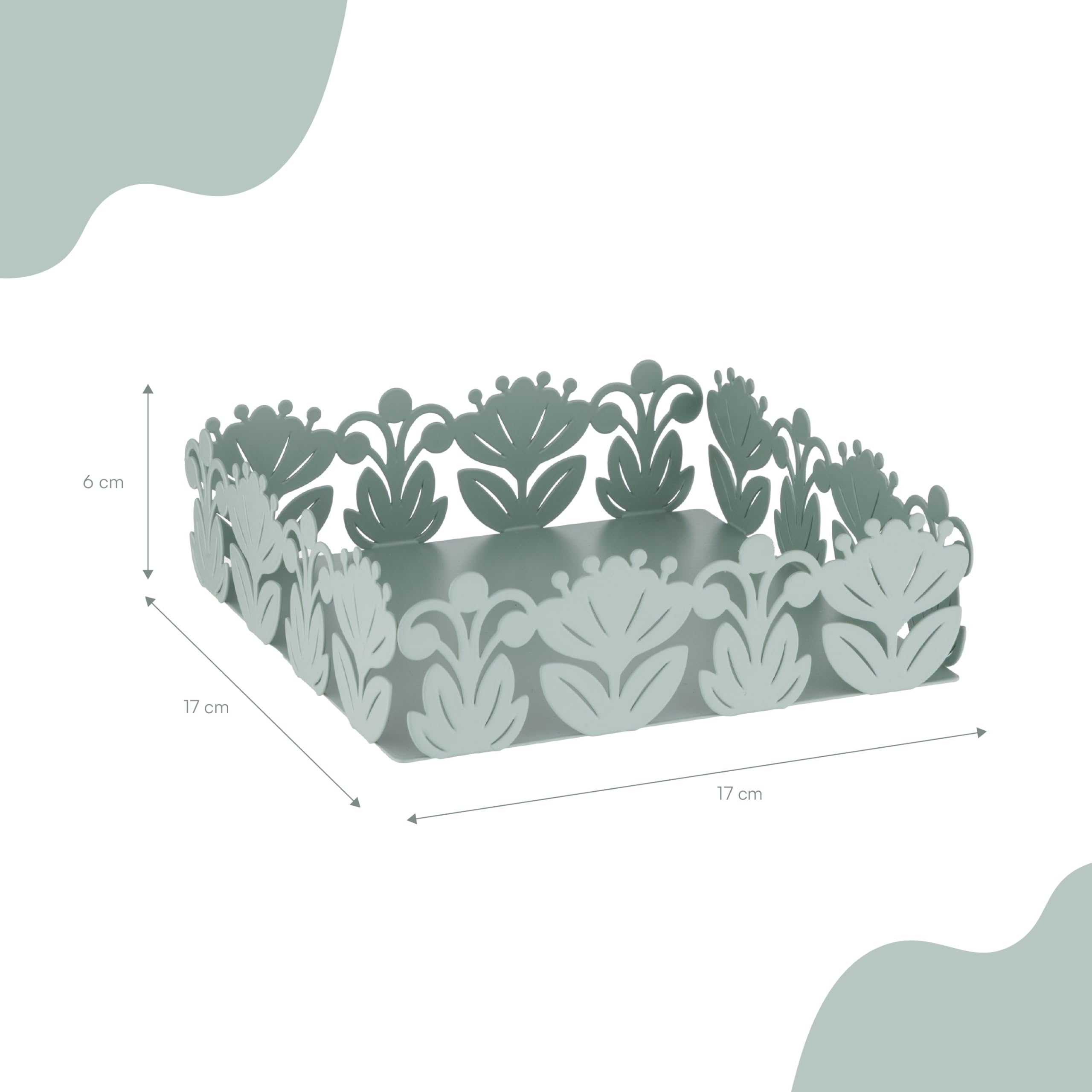 Baroni Home Portatovaglioli Decorativo Metallo Motivo Foglia 17x17x6 cm