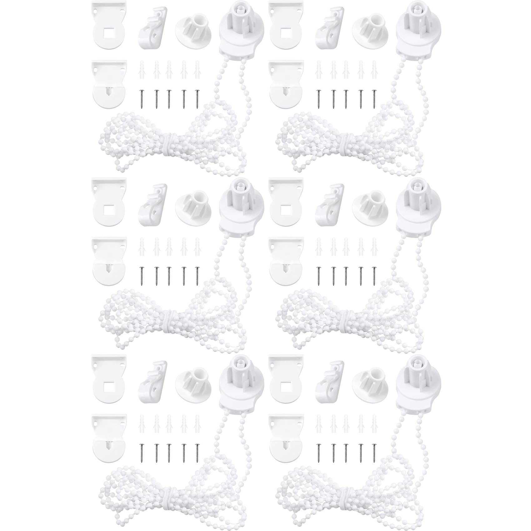 Aundhegrtt 6X Roller Blind Fittings Kit, Roller Blinds Brackets with Beaded Chain, Curtain Roller Accessories
