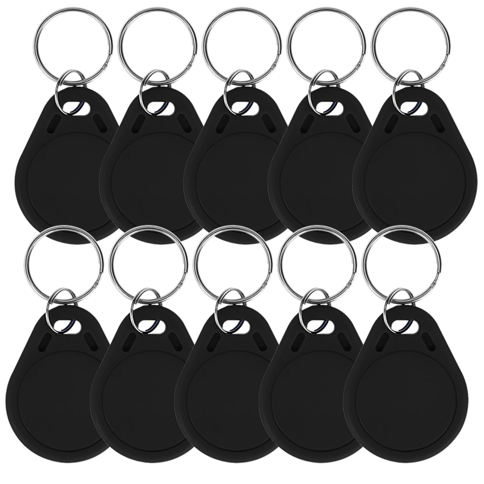 ReaIOKbii 10 PCS 13.56MHz RFID Access Control KeyFobs, IC Key Tags ISO14443A, Read Only Waterproof RFID Keychain for Door Access Control System & Smart Locks(Black)