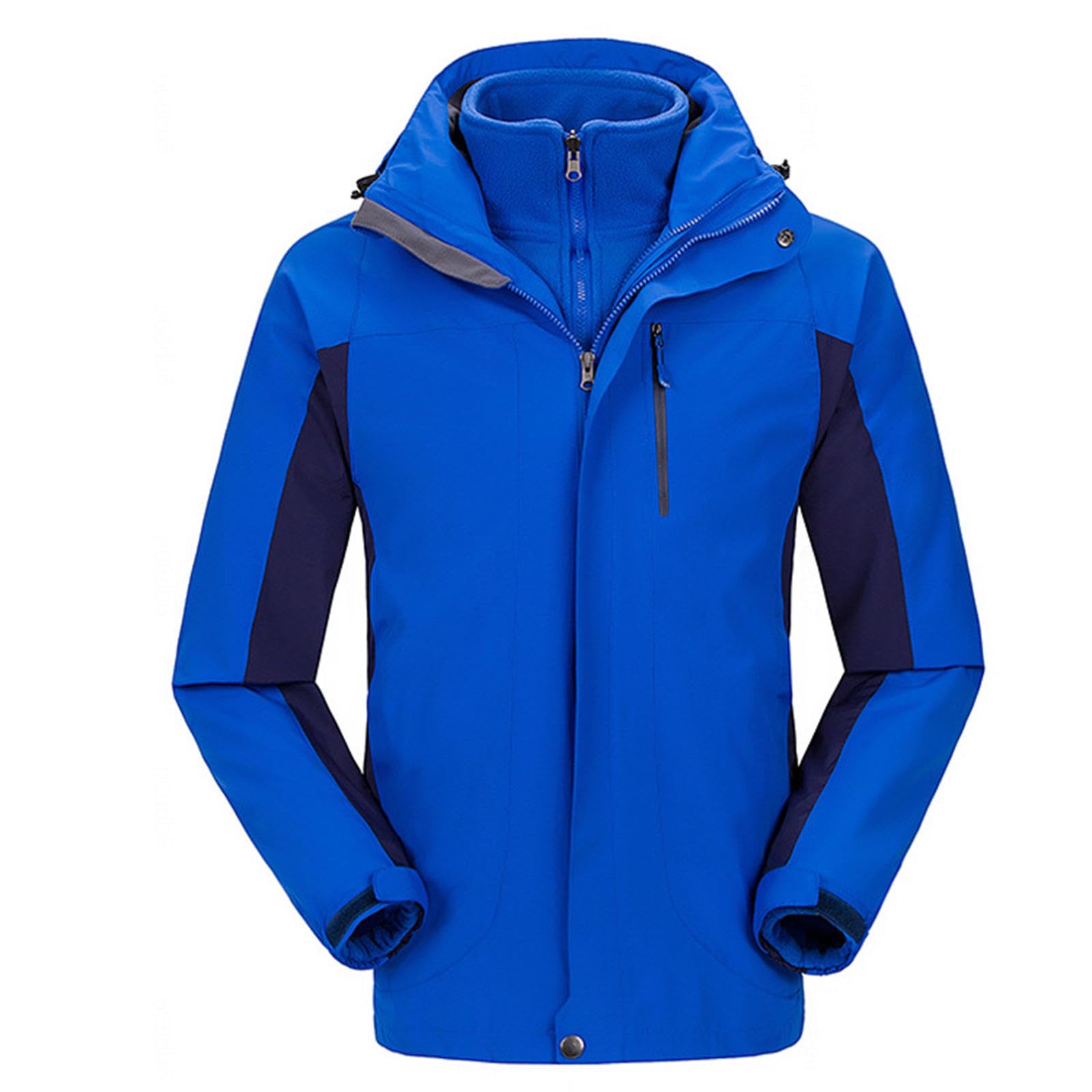 Chaqueta de Esquí para Hombre Chaqueta de Invierno Impermeable 3 en 1 Chaqueta para La Nieve Capucha Resistente Al Viento con Abrigo Interior de Forro Polar Cálido,A-XL