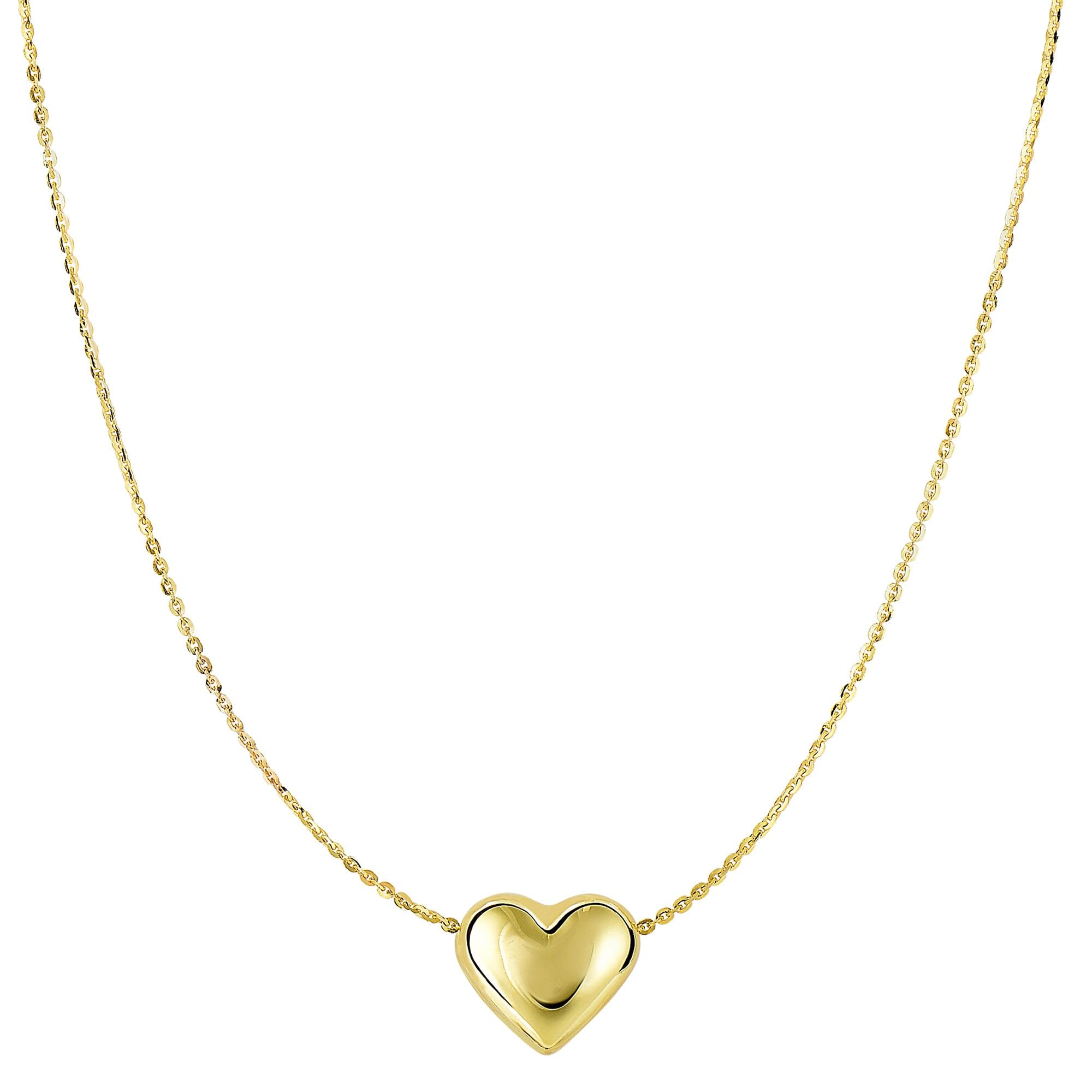 Jewelry Affairs Real Gold Puffed Heart Pendant Necklace 18