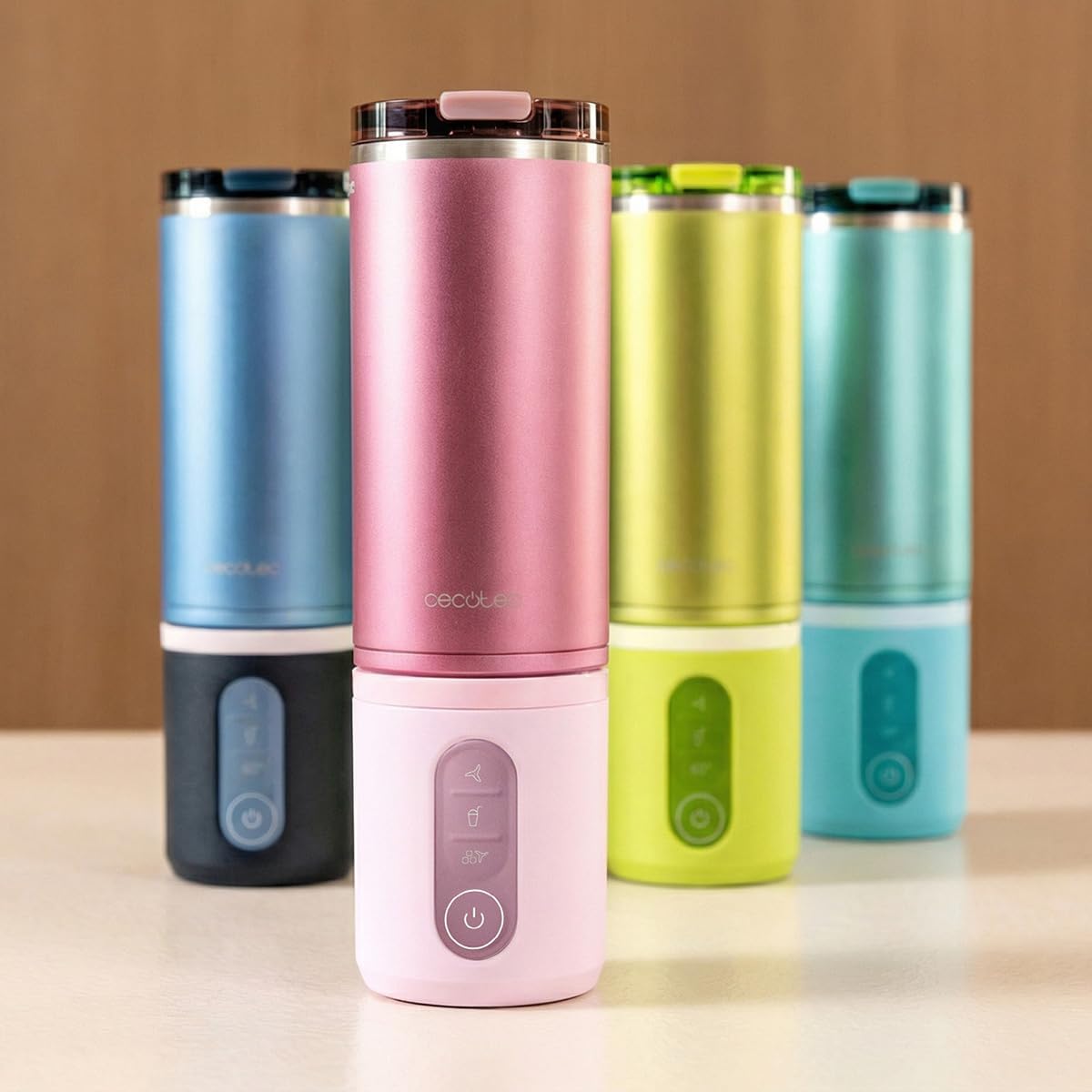 Cecotec Frullatore Portatile Power Titanium Shake2Go Dark Steel. 180W, Bicchiere Metallo 600ml Senza BPA, 3 Programmi Automatici, Ricarica USB-C, Goditi le Tue Bevande Fresche Molto più a Lungo Oggi