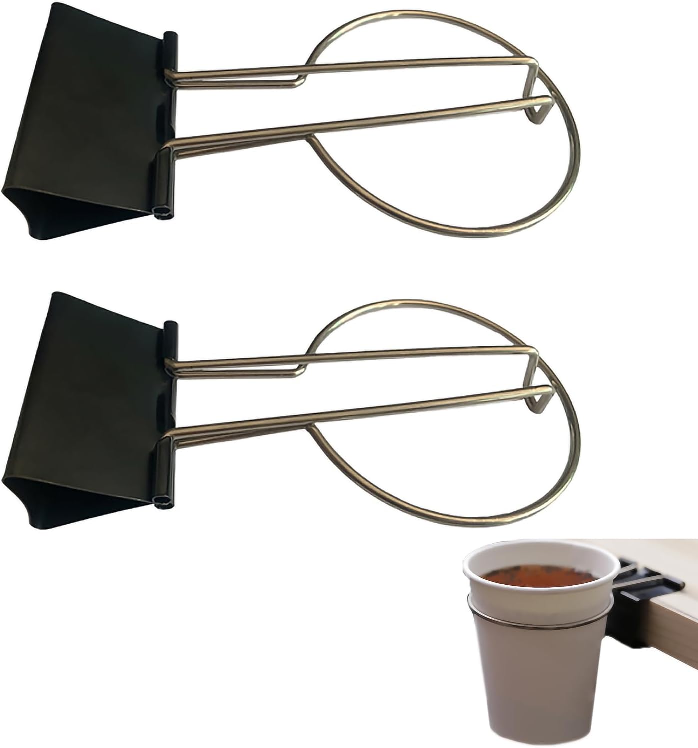 2 Pack Drink Cup Holder Clips for Table Edge, Desk Side