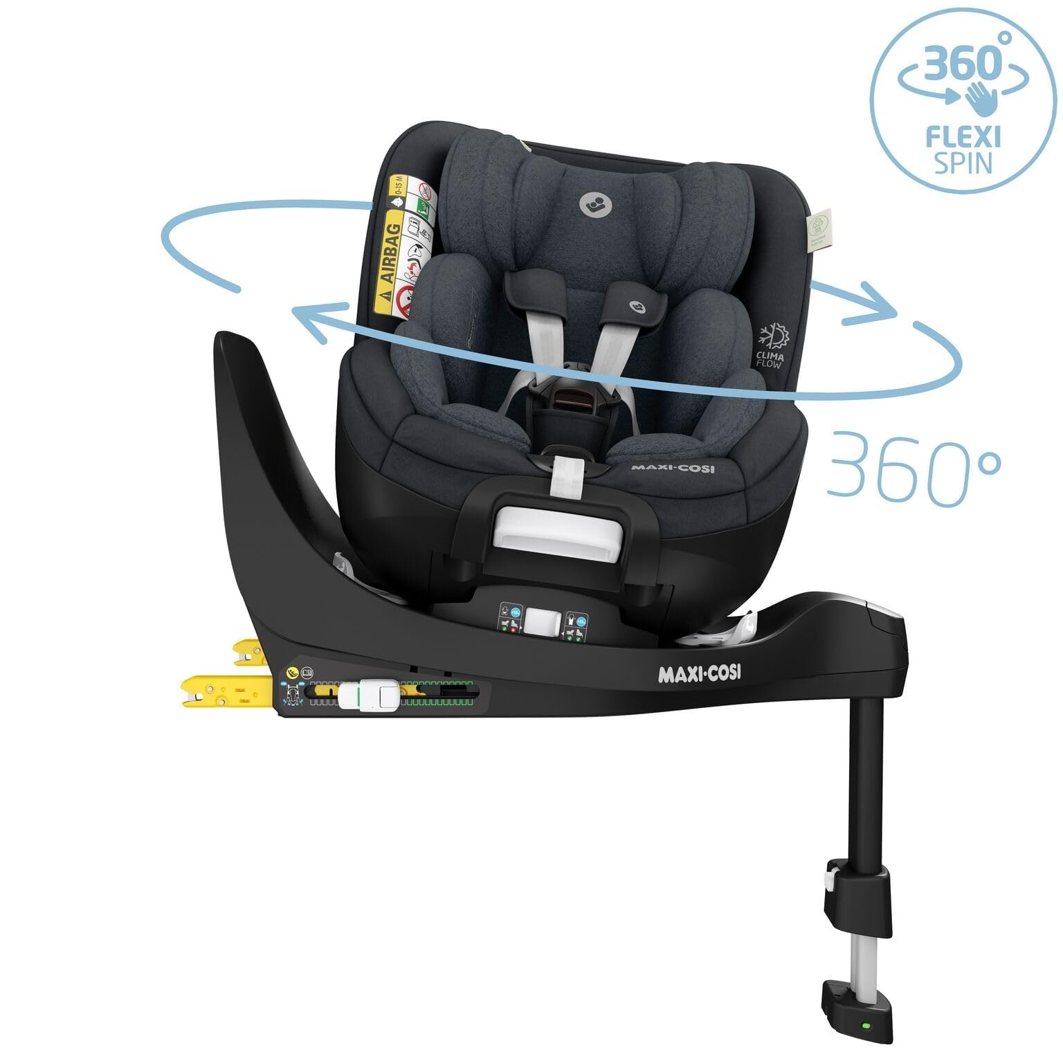 Maxi-Cosi Mica Pro Eco Seggiolino Auto Isofix Girevole 360° Per Bambini 0-4 Anni (40-105 Cm), ClimaFlow, Protezione dagli impatti laterali G-CELL, Omologato I-Size R129, Authentic Graphite