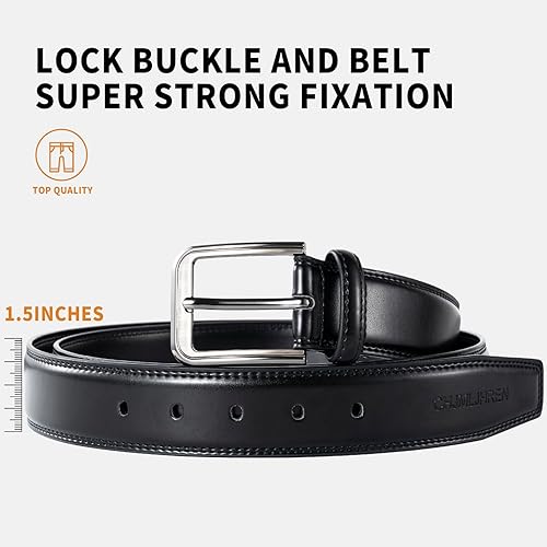 Miniatura 2 de Cinturón para hombre 100% cuero auténtico, cinturón de golf casual con hebilla de una sola punta, cinturón de cuero de negocios con caja de regalo