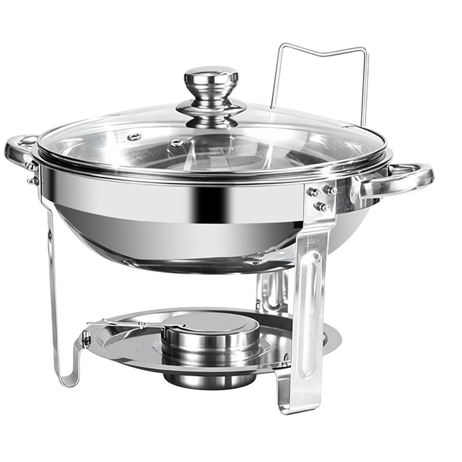 AMONIDA Scaldavivande Rotondi per Buffet, Acciaio Inossidabile da 4,5 Litri