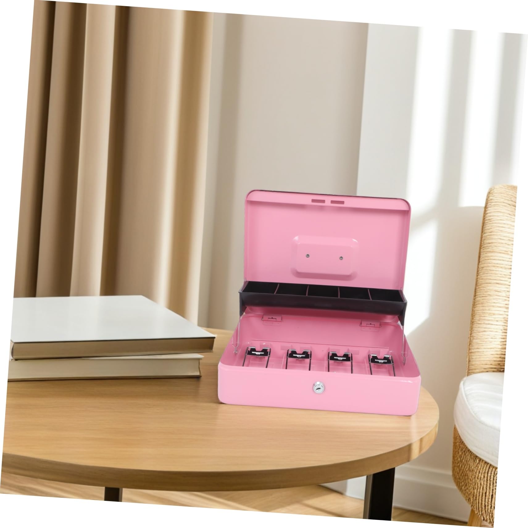 Caja De Caudales Con Llave De Metal Para Almacenamiento Seguro Para Comercios Hostelería y Oficinas Organizadora De Caja Con Cerradura y Llave