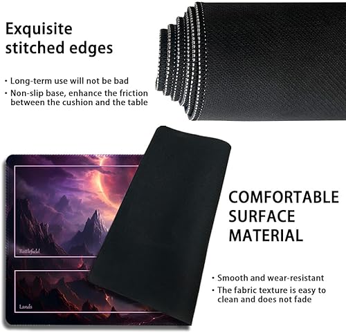 Miniatura 8 de Tapete de juego MTG cosido de alta calidad con zonas y parte trasera de goma antideslizante, tapete de juego TCG para MTG y otros juegos de cartas,