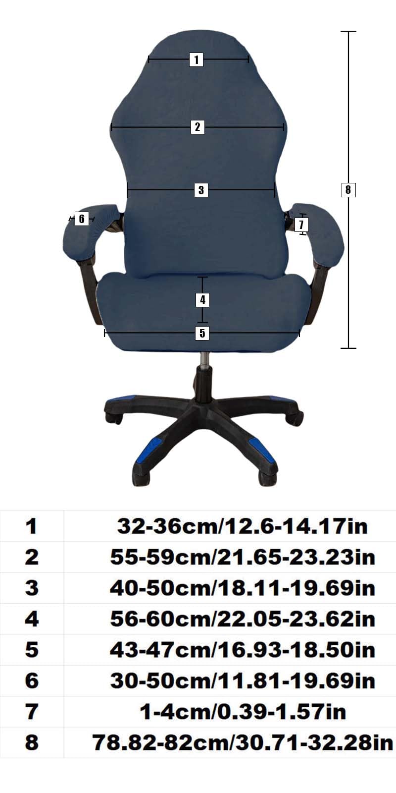 Rivestimento per Sedia da Gioco 4 pezzi,Copertura per Sedia da Gaming Braccioli Schienale della Sedia da Ufficio,Coprisedia da Gaming Elasticizzata,Adatto per sedie da gaming,usw (Grigio sale)