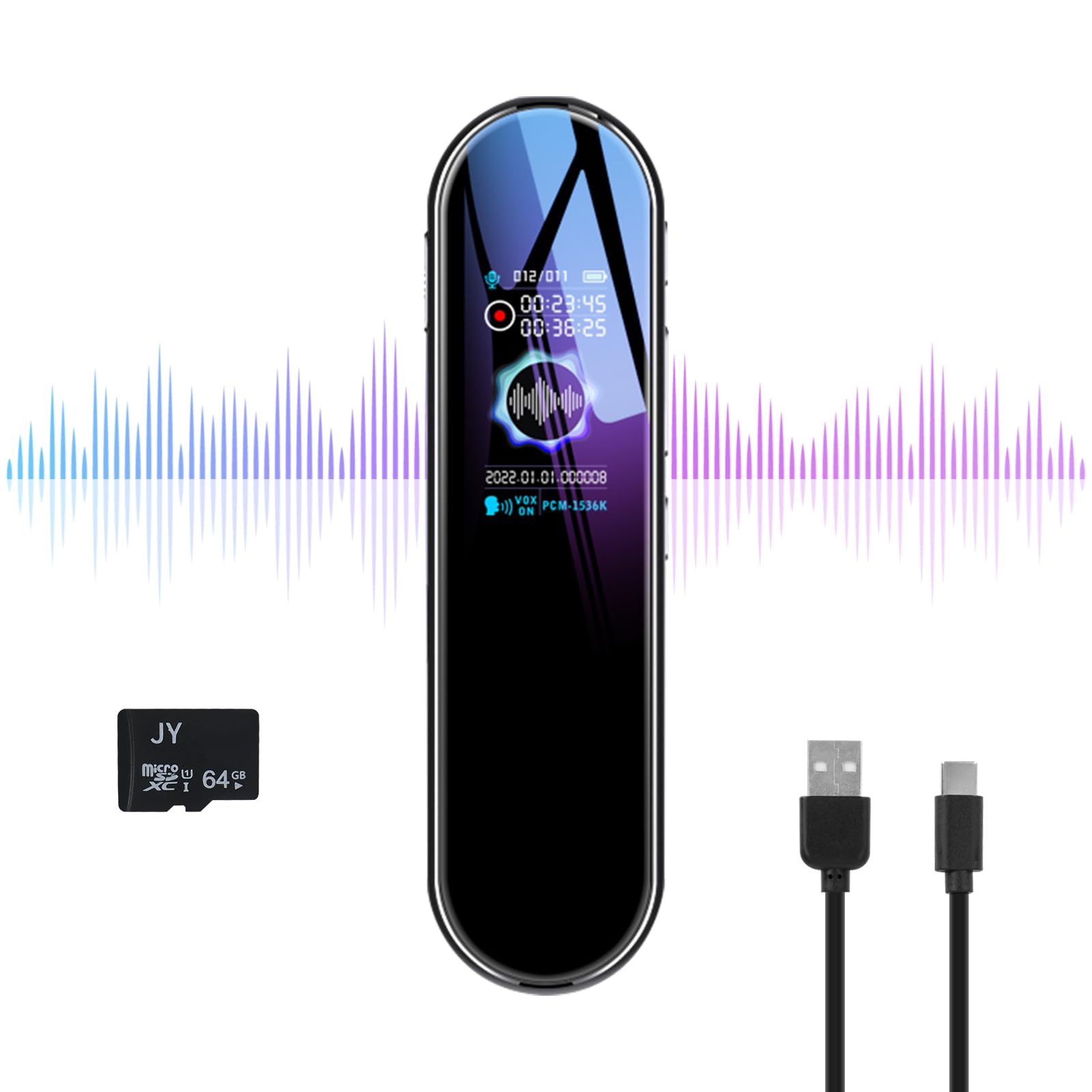 64GB Digital Voice Recorder Voice Activated Recorder for Lectures Meetings Audio Recorder Dictaphone Recording Device with Playback,MP3,PlayerVariable Speed