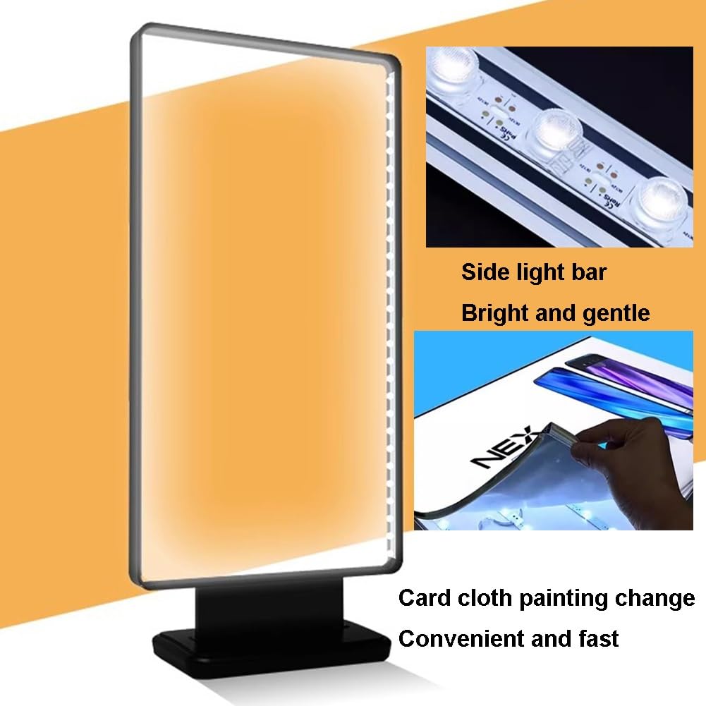 Vertical Doble Cara Caja Luz Cartelera LED Acera Iluminada Letrero Publicitario Pantalla, Tablero LED Soporte Suelo para Carteles Carteles Películas Pantalla(60x113cm)