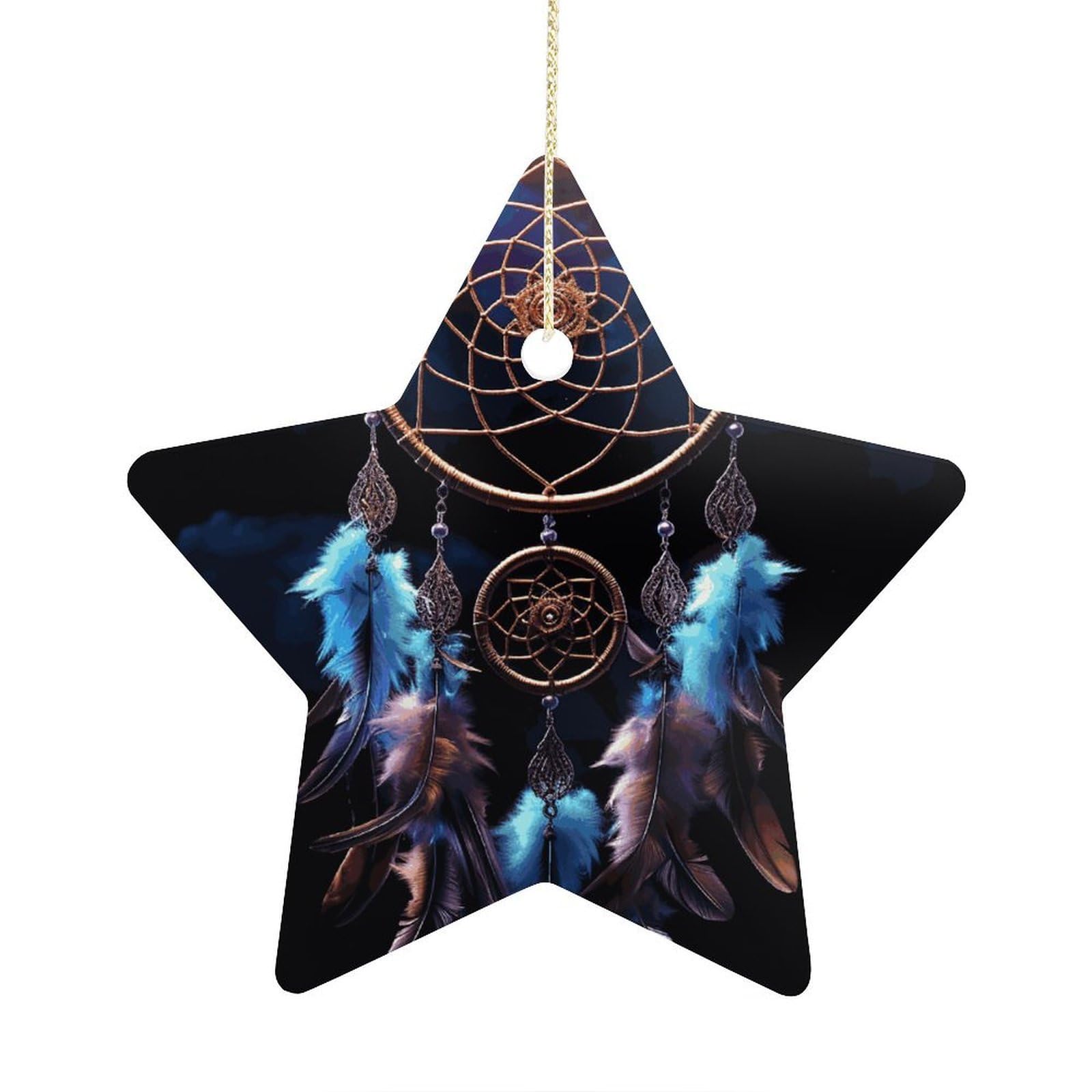 Dream Catcher Ornament with String, Keepsake Hanging Decorations,Ceramic Ornaments for Women Men Indoor Home Holiday Party Gifts