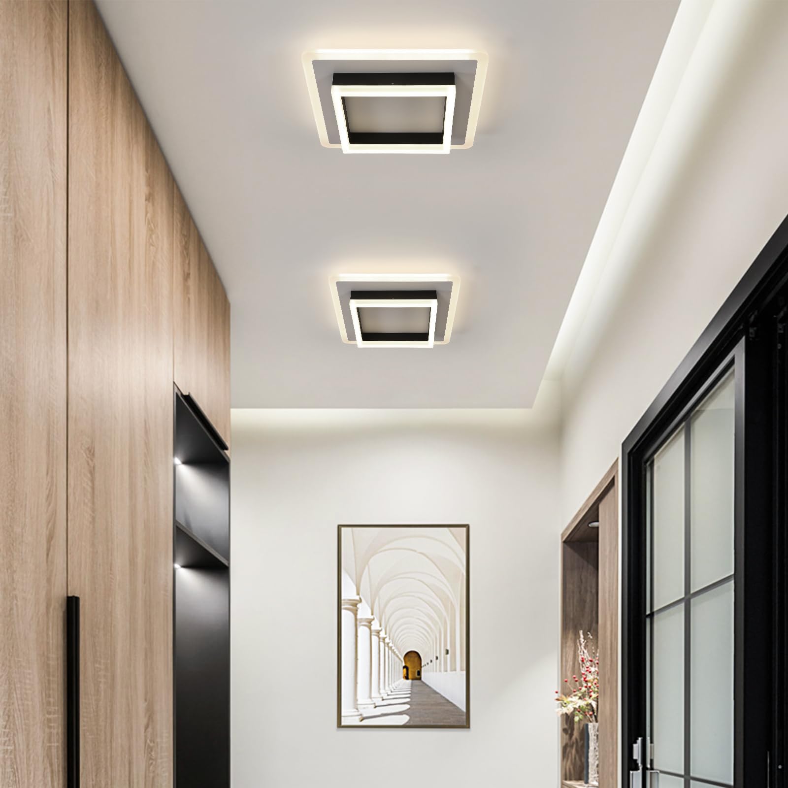 DELIPOP Plafonnier LED, 30W Lampe de Plafond Carré en Acrylique, Luminaire Plafonnier LED Moderne pour Chambre à Coucher, Salon, Couloir, Salle D'étude, 4500K Lumière Neutre