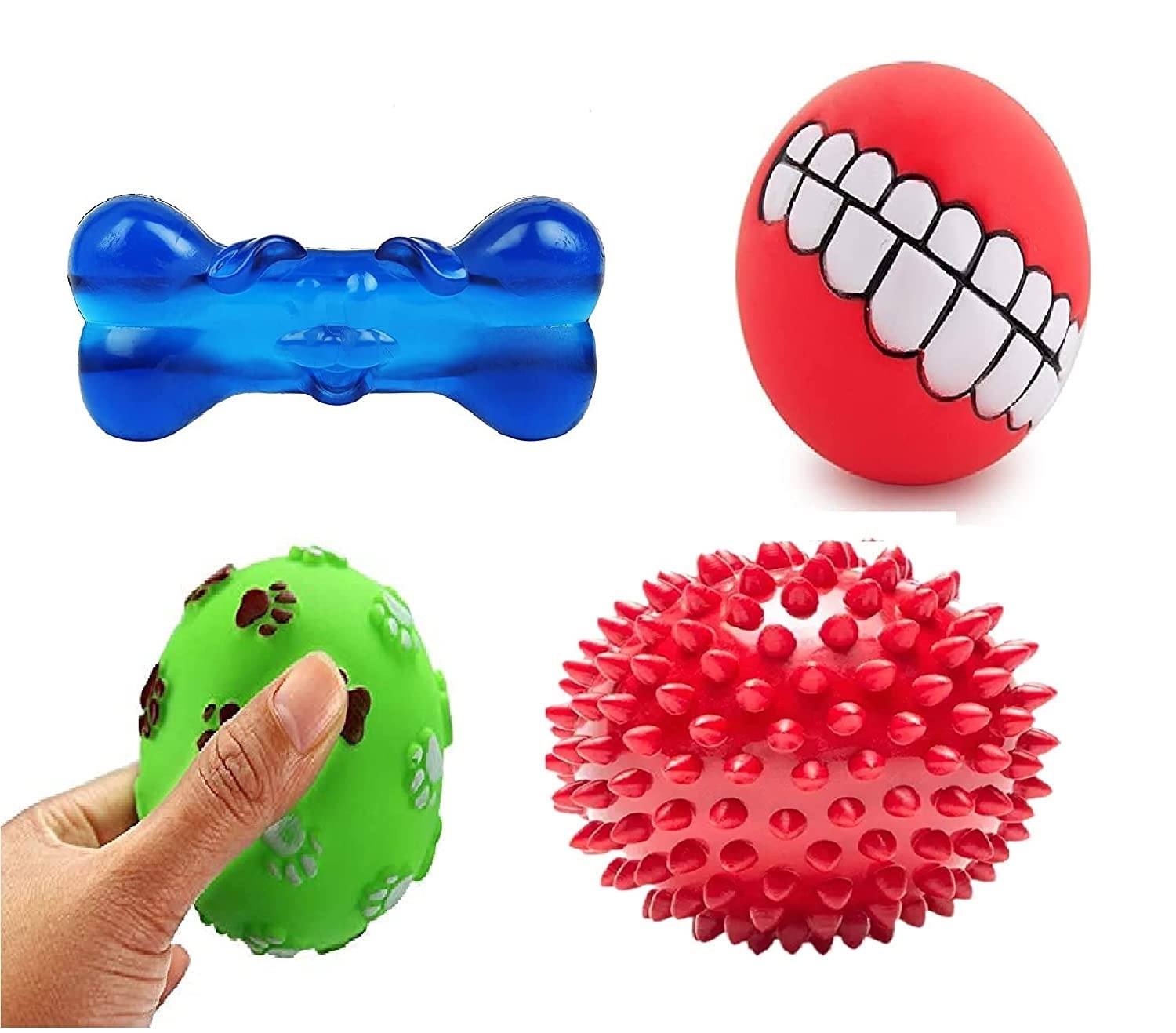 PSK PET MART 4 Pcs Combo Squeaky Vinyl Dog Toys Balls Puppy Fetch Play Squeaker Balls for Small Medium Dogs Spike Hard Ball Chew Toy, Puppy/Dog Teething Toy( Color May Vary ) (B09N933PQD) Amazon Price History, Amazon Price Tracker