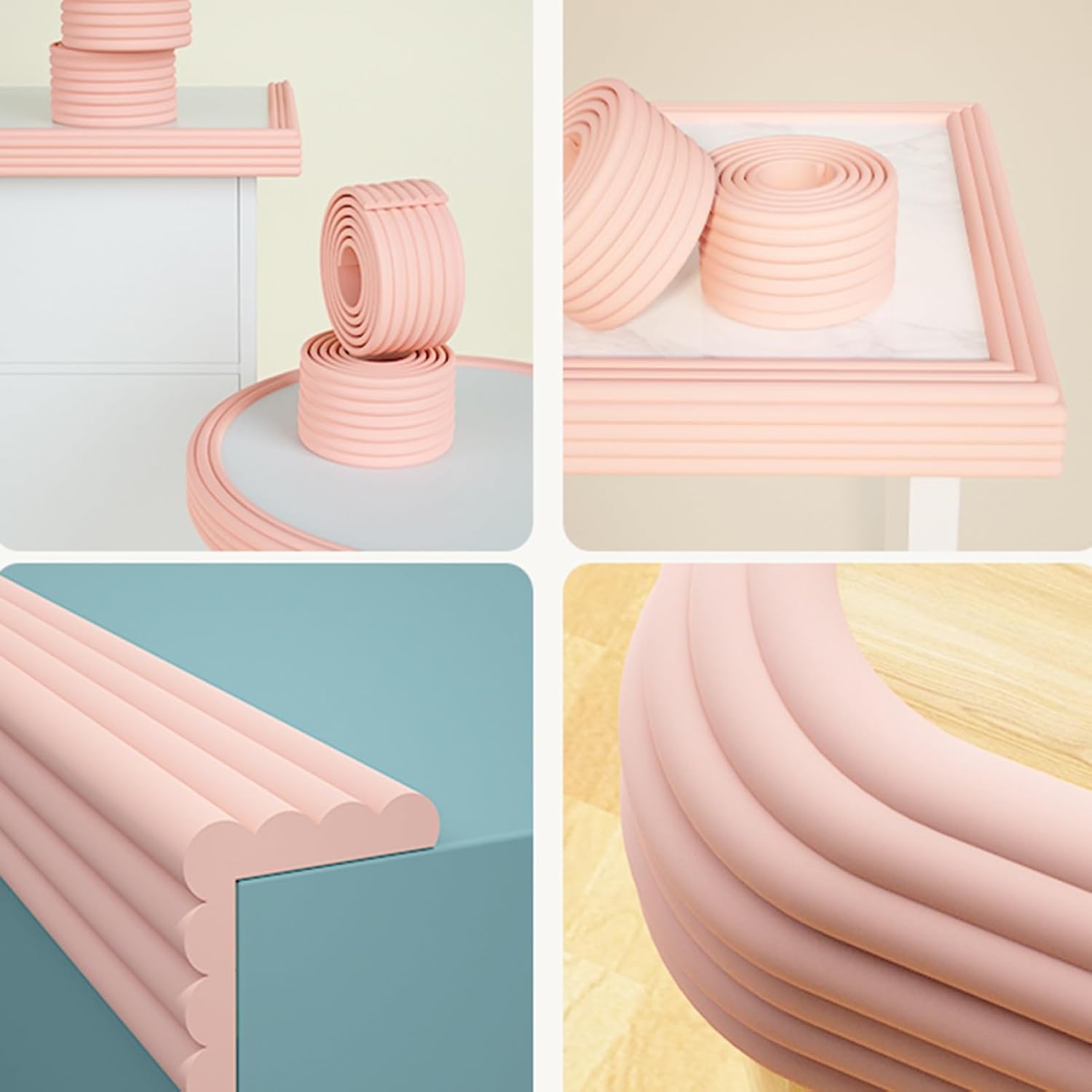 Lot de 15 protections d'angle en caoutchouc pour garages de stationnement, éponges haute résilience, coins de table, colonne, anti-impact, rebords de fenêtre, bande de protection d'angle, rose, 2 m