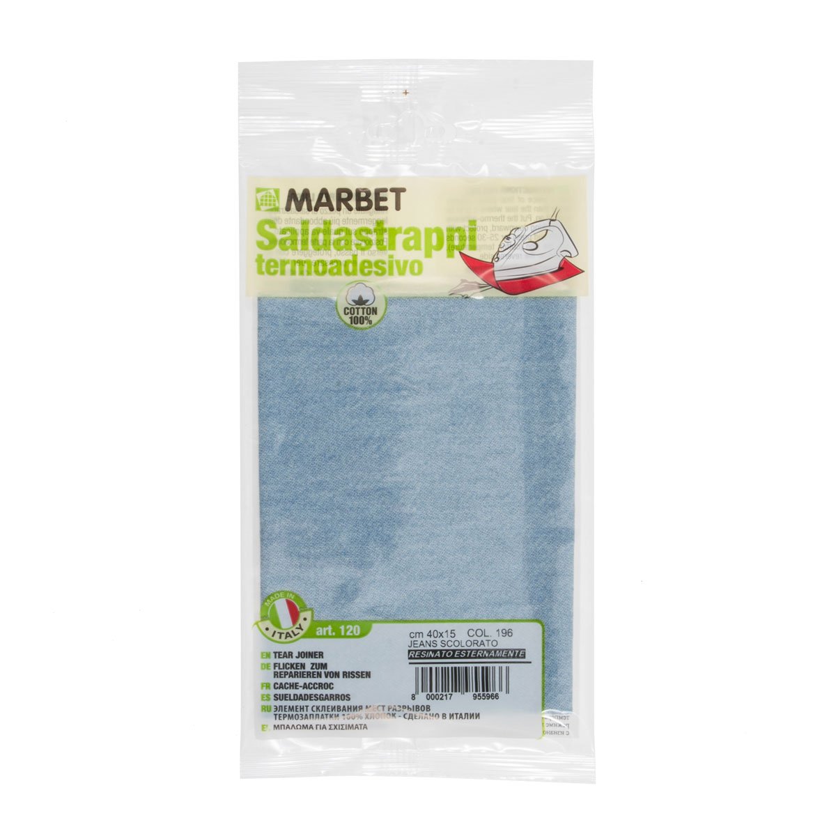 MARBET IRON IRON 40x15 cm cotton jeans discolored resin 120 196