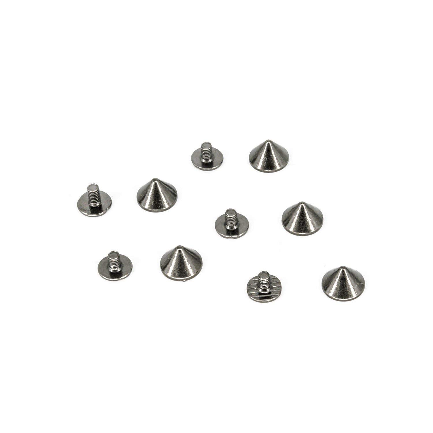 Weddecor 9.5mm x 6mm Gunmetal Cone Punk Spike Screw Back Studs Rivets for Leather Craft, DIY Work, Bags, Belts, Embellishment (Pack of 50)