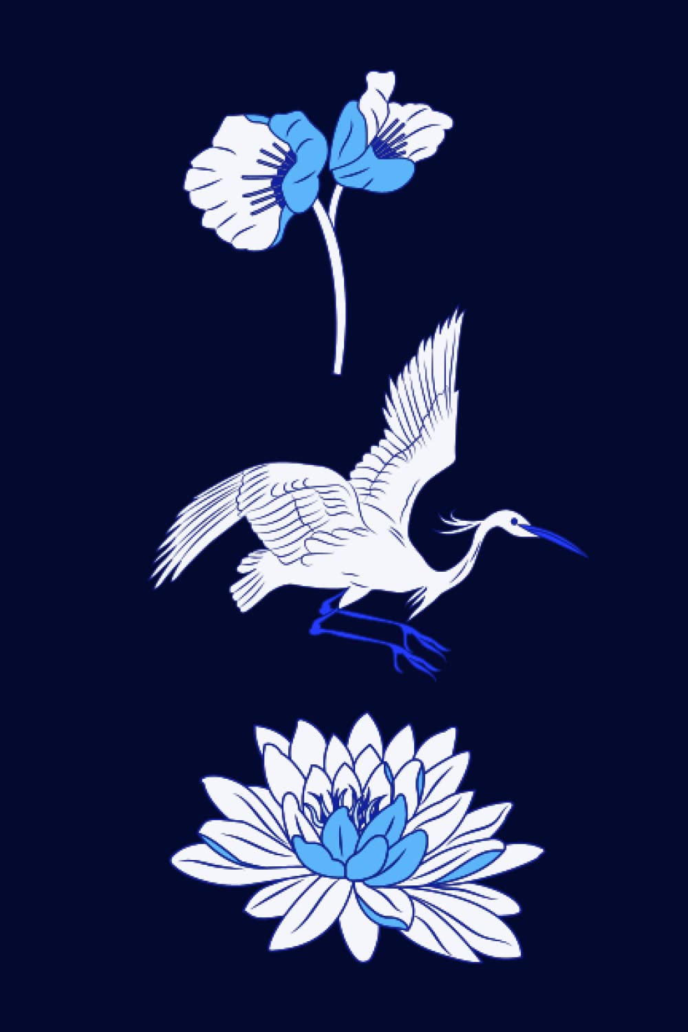 Notebook: Japanese Styled Deep Blue Blanked Lined Notebook