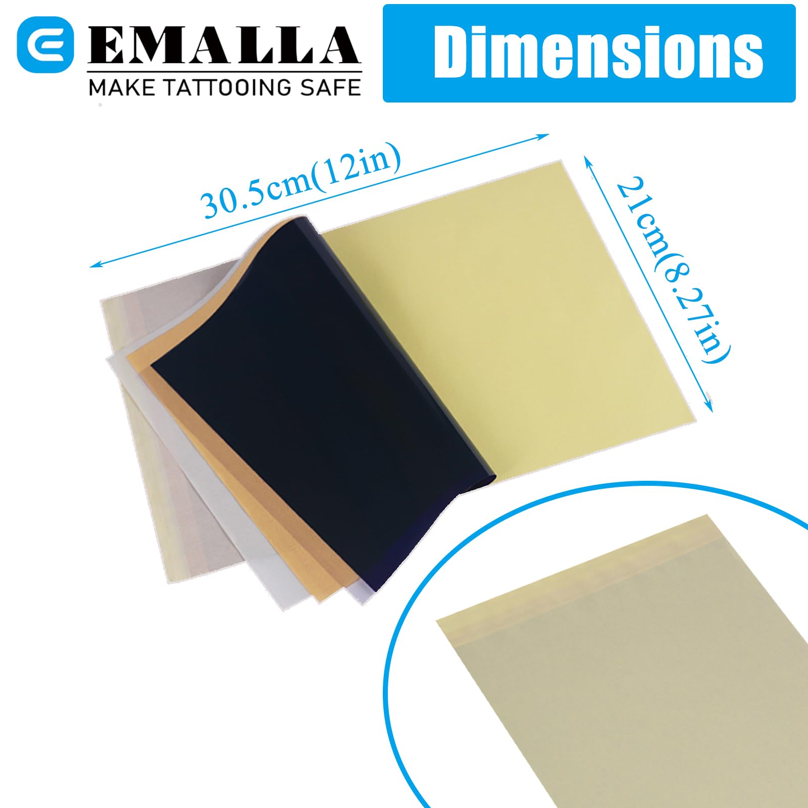 EMALLA INKDOT 100 Feuilles Papier Transfert Tatouage Stencil Stuff Transfert pour Thermocopieur Tatouage Imprimante