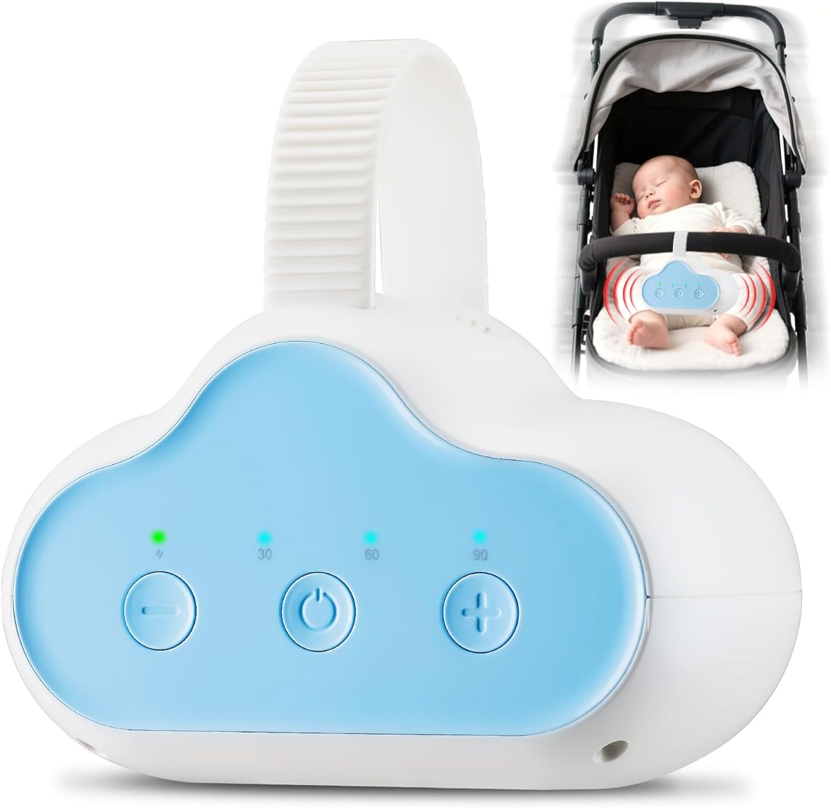 Baby Rocker, Rechargeable Baby Sleep Aid with 3 Adjustable Rocking Intensities and 30, 60, 90 Minute Timer, Suitable for Baby Strollers, Gently Rocks Any Stroller