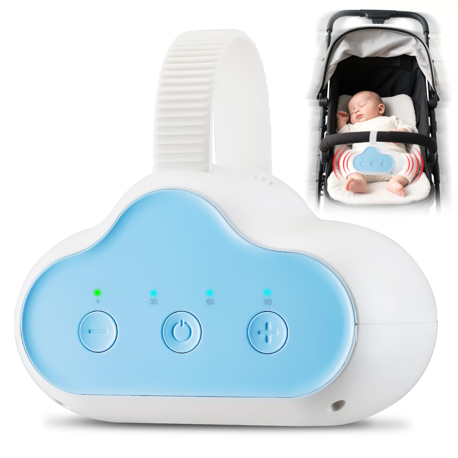 Jkevow Baby Rocker, Ausilio per il Sonno Ricaricabile con 3 Intensità di Dondolo Regolabili e Timer da 30, 60 e 90 Minuti, Adatto ai Passeggini, Dondola Delicatamente Qualsiasi Passeggino
