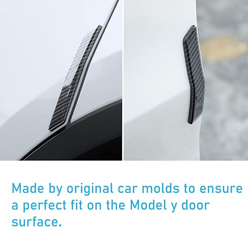Miniatura 2 de Apeser Protector de borde de puerta compatible con Tesla modelo Y, 4 tiras anticolisión con patrón de fibra de carbono para el modelo Y 2020-2023,