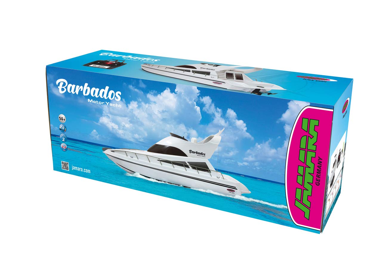 JAMARA 040670 - Barbados RC-Yacht 2,4Ghz - 2 Antriebsmotoren, einfach zu steuern, Deckel mit Schnellverschluß, Trimmruder & Feintrimmung am Sender, weiß