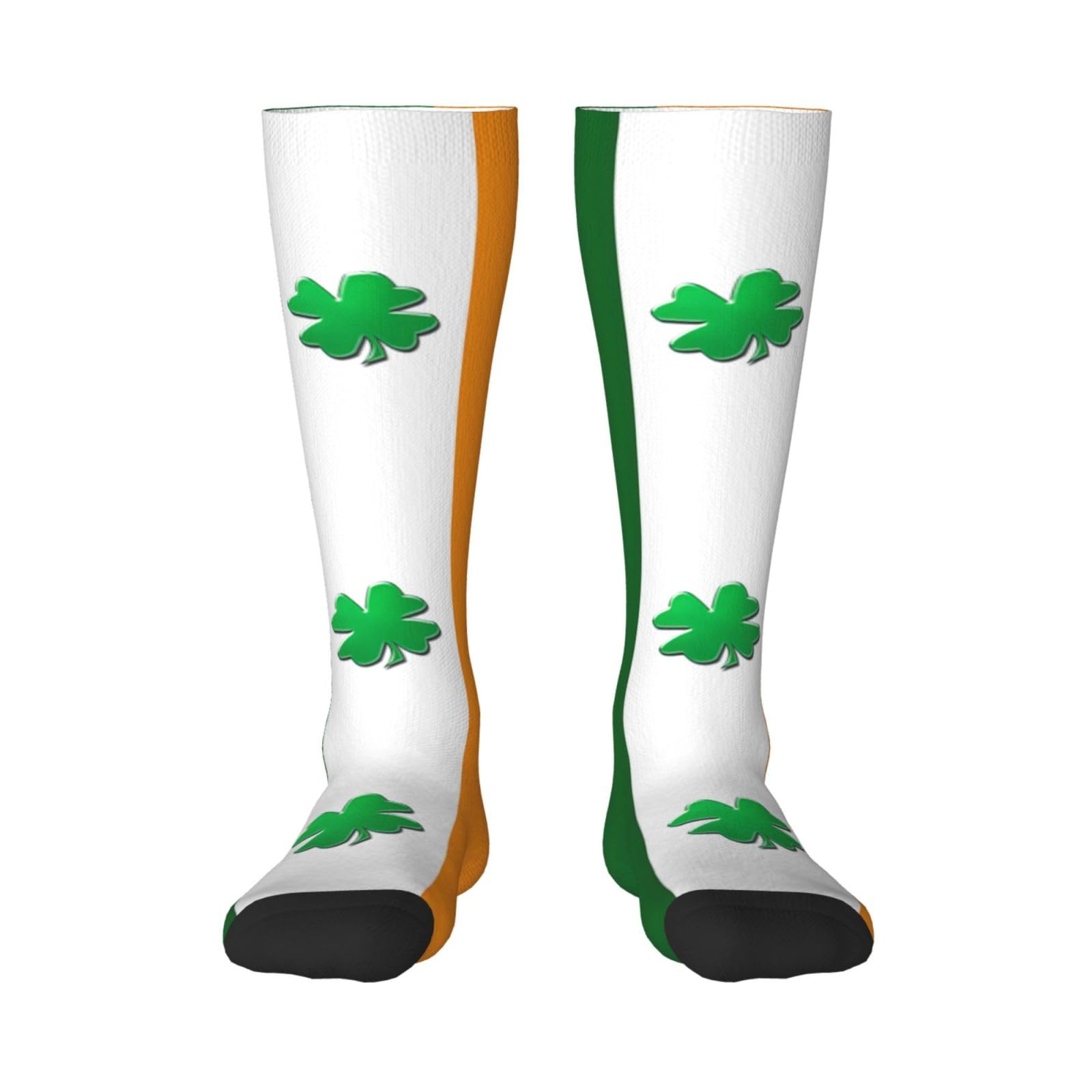 Fscev Unisex 1 Black Irish Flag Adult Stockings Sports Running Calf Socks Walking Travel Activities Daily Wear