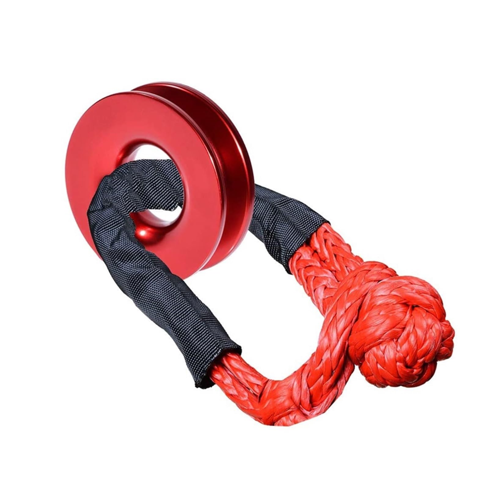 Mthckxjbsuz Set A Winch Rope, 41000Lbs Winch Rope Synthetic Soft Shackle+Recovery Ring Set Rugged Shackles With Protective Sleeve For Truck Vehicle(Set A)