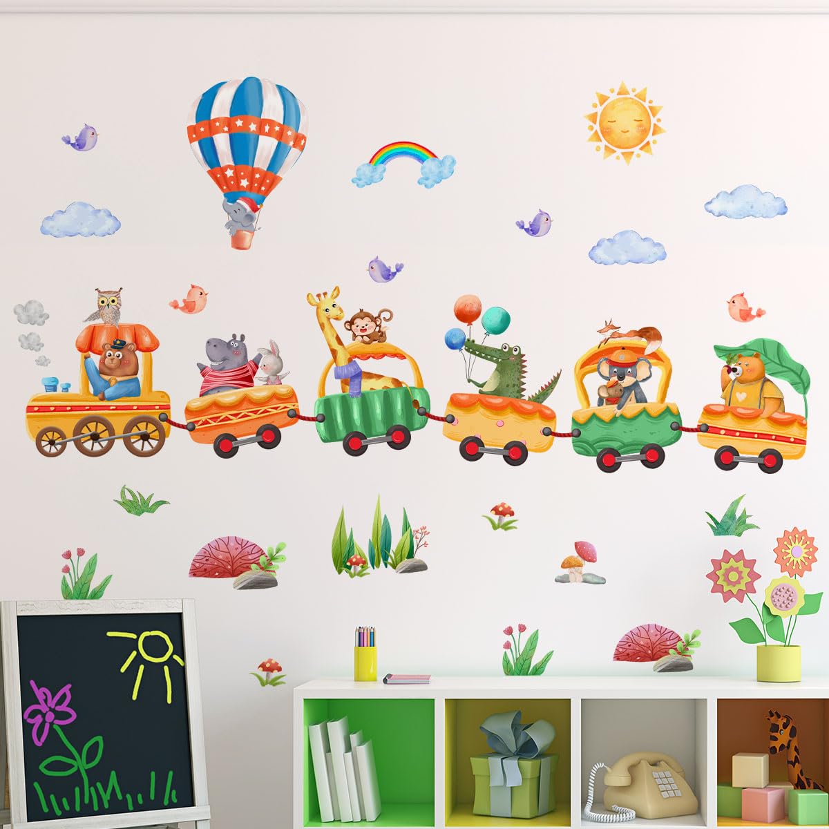 HaoFuJi Pegatinas Infantiles Pared Animales de la Jungla Elefante Jirafa León Vinilos Decorativos Safari Adhesivos Pared Habitación Infantiles Niño Bebé Guardería Decoración