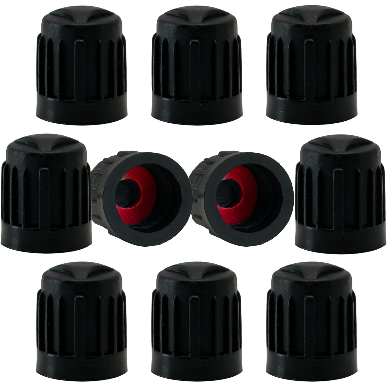 TCPENG 10PCS Tyre Valve Caps, with O Seal Ring, Universal Stem Dust Covers for SUV, Cars, Bike, Motorcycles, Trucks, Heavy-Duty, Airtight Seal, Screw-On, Easy to Operation (10 Pack Black) — view 15
