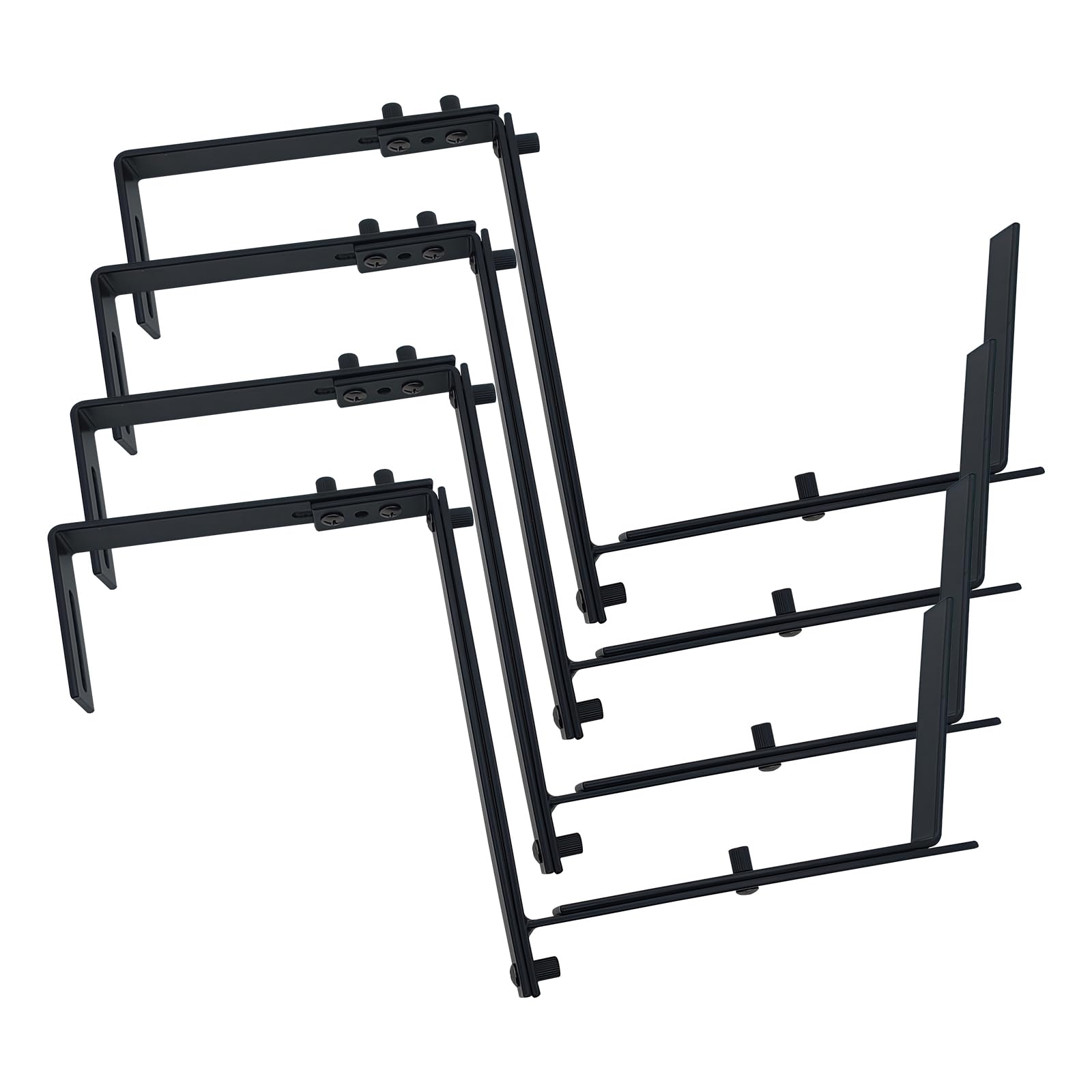 4PCS Adjustable Metal Planter Box Bracket - 6 to 12.5 Inch No Drill Hanging Holder for Flowers & Plants, Universal Outdoor Bracket Fit Window Sill/Garden Balcony Fence Railing Planters