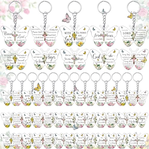 Remuuly Christian Mini Bible Verse Keychain Gifts Bulk, Butterfly, One Size
